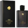 Flacon et boîte de l'eau de parfum "Yes I Am The King" de 100 ml, avec un design élégant et un logo de lion doré.
