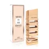 Flacon de parfum féminin ‘MODA IS MY IDOLE’ au design unique, avec emballage assorti.