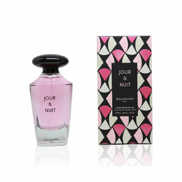 Jour et Nuit 100 ml pour femmes est un parfum fruité floral de la marque française Boulevard Parfums. Il s'inspire de Midnight Rose de Lancôme.