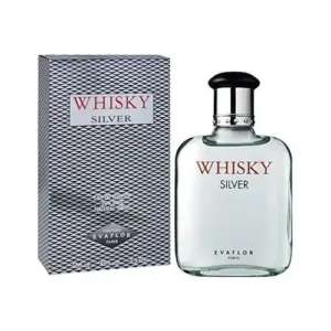 Flacon et boîte de Whisky Silver Eau de Toilette Pour Homme 100 ml, un parfum masculin élégant de la marque Evaflor Paris.