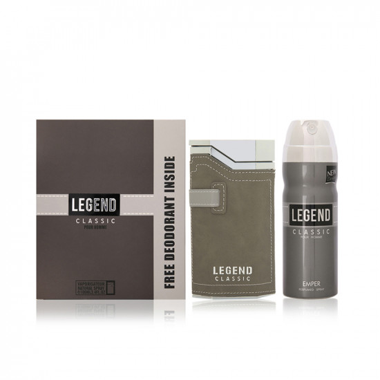 Coffret Legend Classic by Emper : une senteur boisée et florale musquée et un packaging en luxueux coffret avec des éléments en cuir fera son effet.