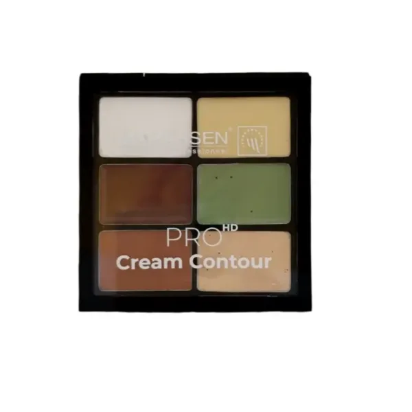 Palette Contouring Pro Mahassen avec 6 teintes correctrices pour illuminer, définir et structurer les traits du visage.