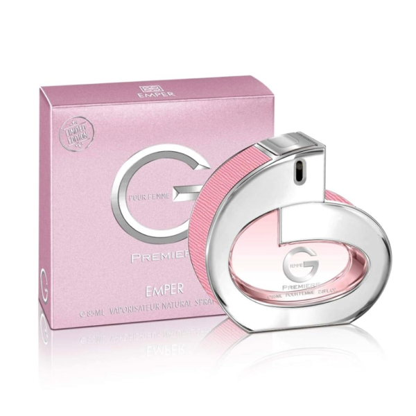 G Première L'eau de parfum 85 ml pour femmes de la marque Emper est un parfum floral fruité, frais et délicat. Disponible chez lafleurette.tn