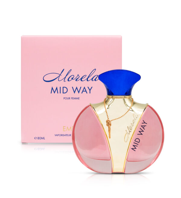 Morela Mid Way l'eau de parfum 80 ml pour femme d'Emper combine des notes florales et d'agrumes pour former un bouquet aromatique doux et élégant.