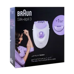 Épilateur Braun Silk-épil 3 SE 3-170 avec tête d'épilation et accessoire supplémentaire pour une peau lisse pendant des semaines.