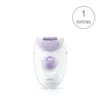 Épilateur Braun Silk-épil 3 blanc et violet avec un accessoire supplémentaire pour une épilation douce et efficace.
