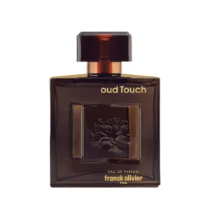 Flacon d’eau de parfum Oud Touch par Franck Olivier, teinte ambre foncé, unisexe.