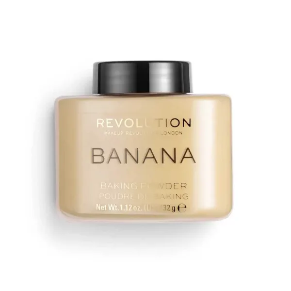 Poudre Libre Revolution "Luxury Banana" pour maquillage, 32g. Idéale pour fixer le maquillage et réduire les brillances.