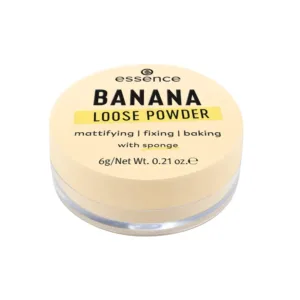 Poudre libre Essence "Banana Loose Powder" pour matifier, fixer et cuire le maquillage, avec éponge incluse, 6g/0.21 oz.