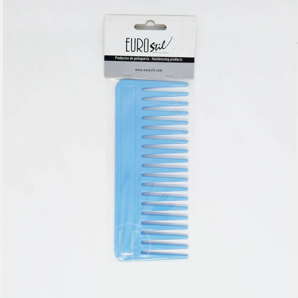Peigne bleu Eurostil 426 sur fond blanc.