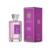Parfum Vittorio Bellucci Queen Boutique 100ml pour femme avec flacon transparent et emballage violet orné.