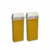 Deux cartouches de cire Ro.ialMiel de 100 ml avec bouchons blancs, utilisées pour l'épilation professionnelle et personnelle.