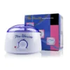 Chauffe-cire Pro-Wax100 avec couvercle violet transparent et boîte d'emballage colorée. Utilisé pour chauffer la cire pour l'épilation.