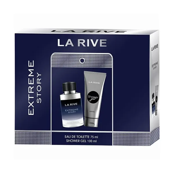 Coffret LA RIVE EXTREME STORY pour homme avec parfum et gel douche.