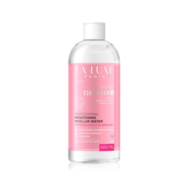 Eau micellaire Instant Radiance de La Luxe Paris 400 ml. Convient aux peaux sèches.