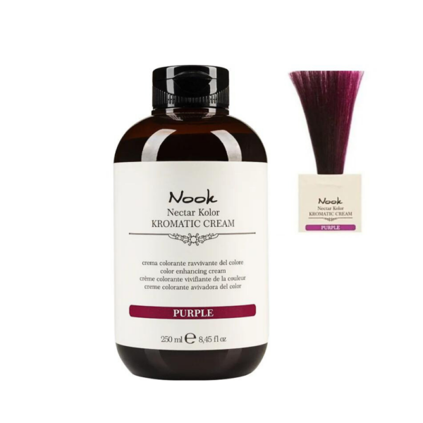 Nook Kromask Purple la crème colorante vivifiante 250 ml illumine les cheveux, ravive les reflets et rehausse la couleur entre les colorations.