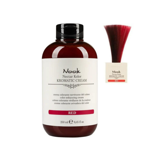 Nook Kromask Red la crème colorante vivifiante 250 ml illumine les cheveux, ravive les reflets et rehausse la couleur entre les colorations.