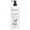Flacon de 500 ml de lait corporel ultra-nourrissant Evoluderm Argan Divin, enrichi en huile d'argan et beurre de karité, pour peaux très sèches.