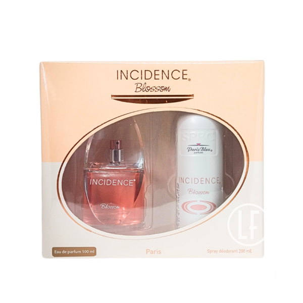 Le Coffret Incidence Blossom pour femmes se compose d'une eau de parfum 100 ml et d'un déodorant spray 200 ml.