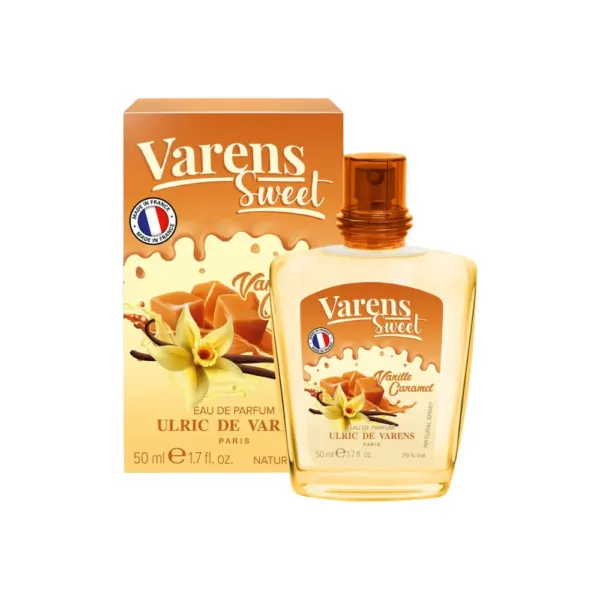 Parfum Varens Sweet Vanille Caramel, une fragrance gourmande aux notes de vanille et caramel, disponible chez La Fleurette.