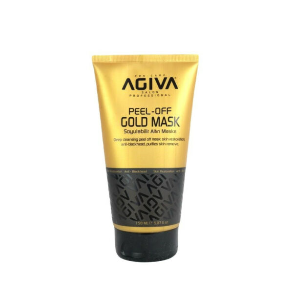 Agiva Gold Masque peel- off pour visage. Il élimine les cellules mortes et les impuretés de la peau.