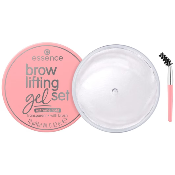 Brow lifting gel transparent d'Essence lifte vos sourcils et les fixe en place durant toute la journée. Facile à appliquer grâce au goupillon inclus.