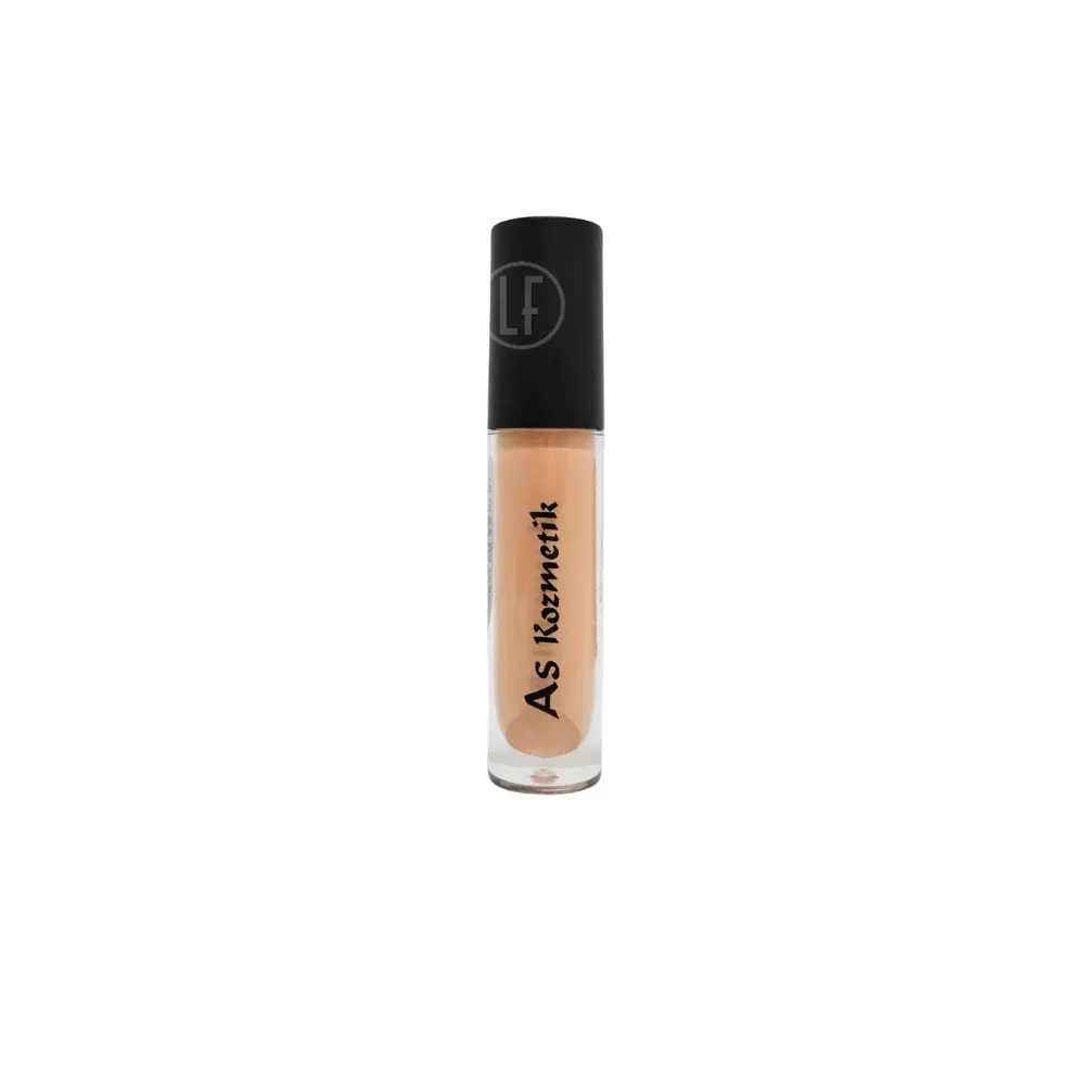Tube de correcteur As Kozmetik avec capuchon noir et corps transparent montrant une teinte beige.