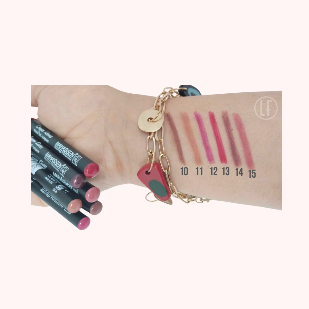 Couleurs disponibles du crayon à lèvres Mahassen