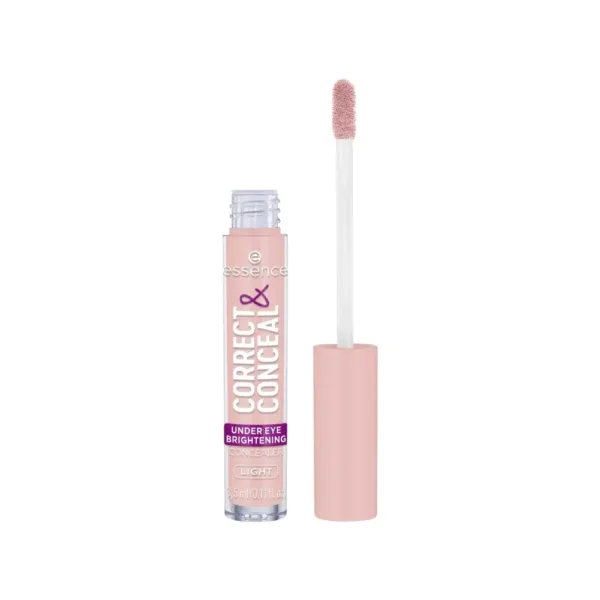 Tube d'anticerne Essence Correct & Conceal, teinte Light, 3.5 ml, avec applicateur mousse pour un contour des yeux éclatant.