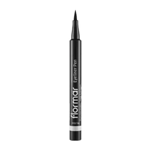 Stylo eyeliner Flormar à pointe fine, noir intense, pour un tracé précis et longue tenue, idéal pour un regard captivant.