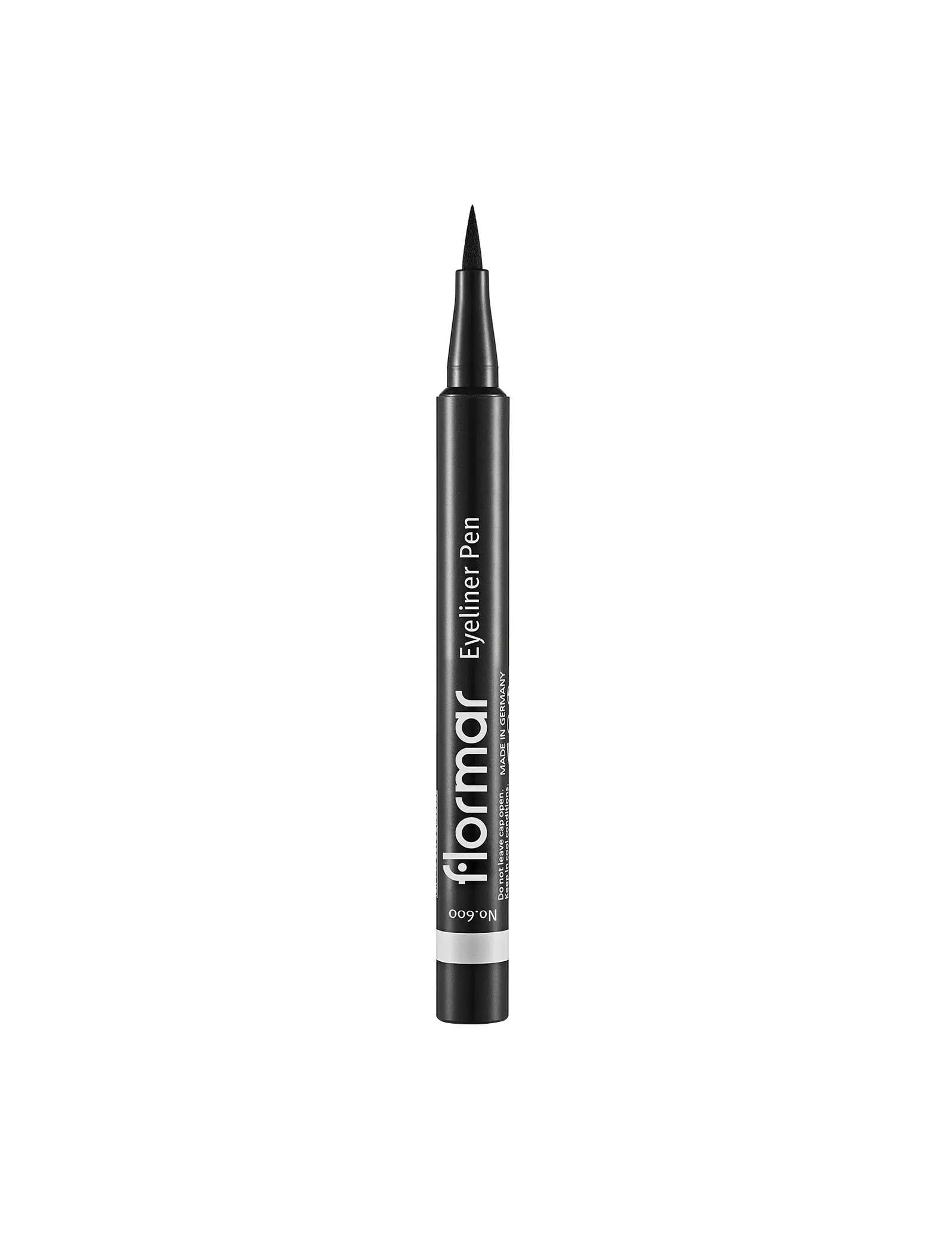 Stylo eyeliner Flormar à pointe fine, noir intense, pour un tracé précis et longue tenue, idéal pour un regard captivant.