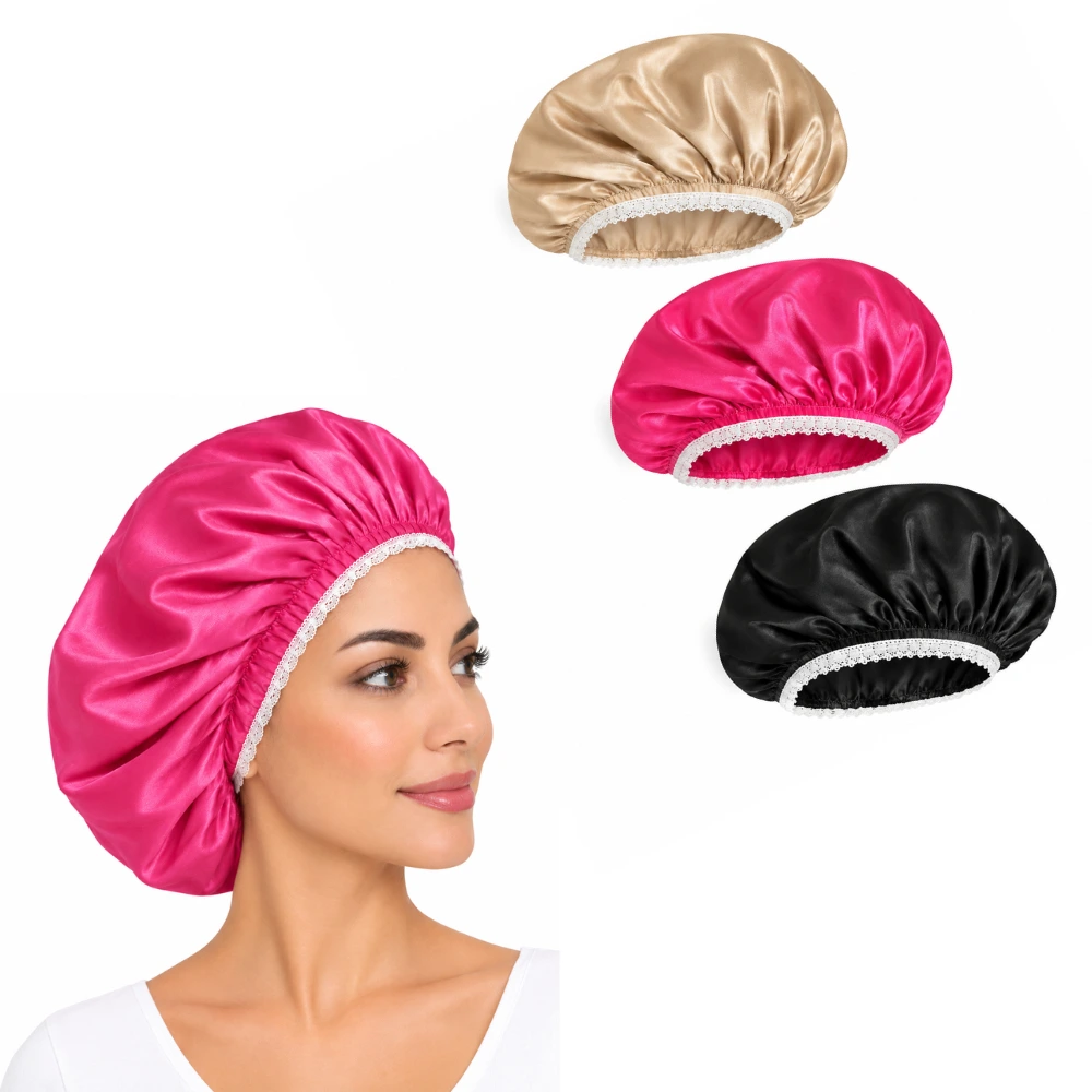 Bonnet en Satin avec dentelle blanche – Image 1